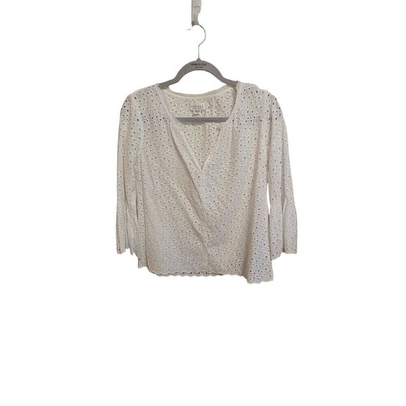 Velvet by Graham & Spencer Tops - VELVET By G&S Saidee‎ Cotton Eyelet Bell Sleeve Blouse Top White S $178